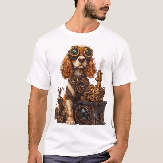 Steampunk Spaniel � Victorian Dog Inventor Tシャツ (正面)
