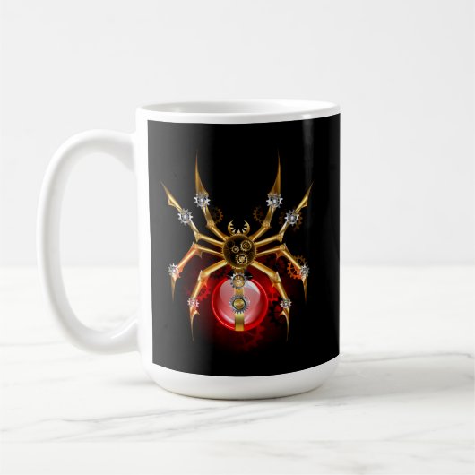 Steampunk spider on black コーヒーマグカップ (左)