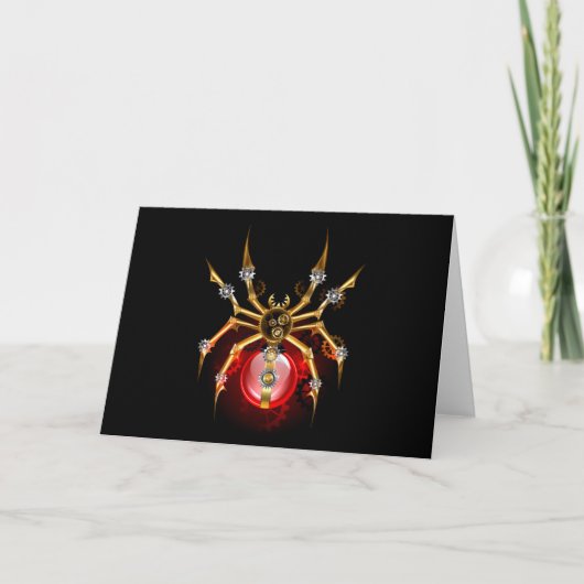 Steampunk spider on black サンキューカード (正面)