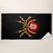 Steampunk spider on black ビーチタオル (正面)
