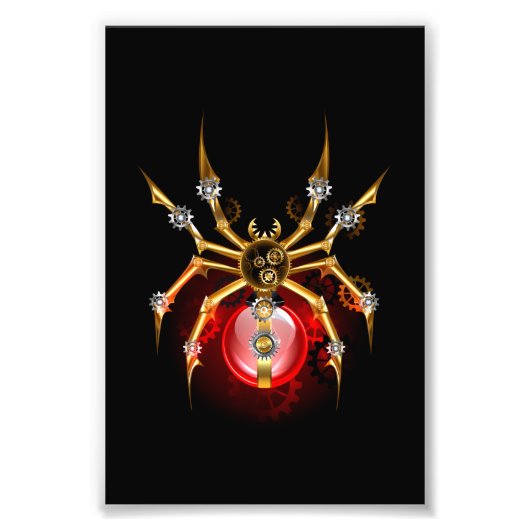 Steampunk spider on black フォトプリント            (正面)