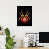 Steampunk spider on black ポスター (ホームオフィス)
