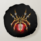 Steampunk spider on black ラウンドクッション (裏面)