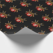 Steampunk spider on black ラッピングペーパー (角)