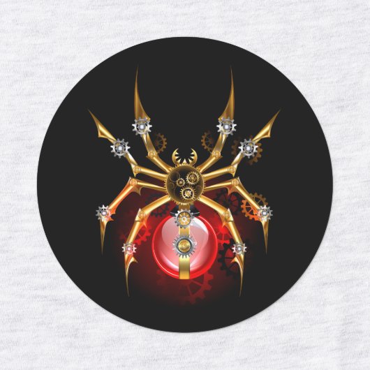 Steampunk spider on black ラベル (デザイン2)
