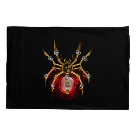 Steampunk spider on black 枕カバー (裏面)