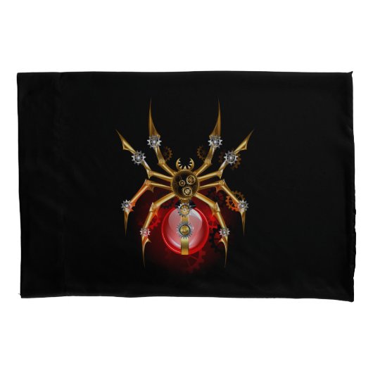 Steampunk spider on black 枕カバー (正面)