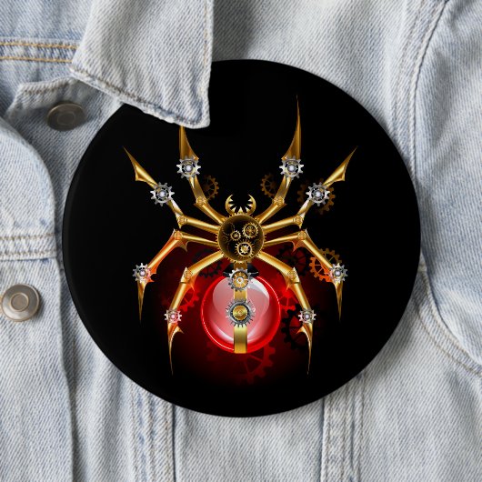 Steampunk spider on black 缶バッジ (インサイチュ)