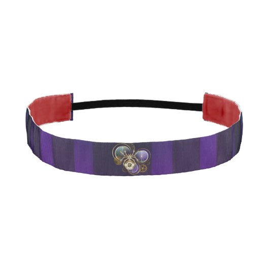 Steampunk Spider on Purple アスレチックヘッドバンド (正面)