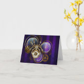 Steampunk Spider on Purple カード (黄色い花)