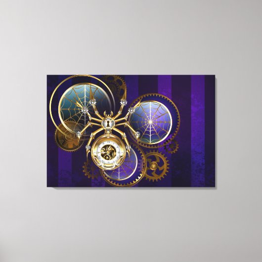 Steampunk Spider on Purple キャンバスプリント (正面)