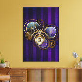 Steampunk Spider on Purple キャンバスプリント (インサイチュ (リビング))
