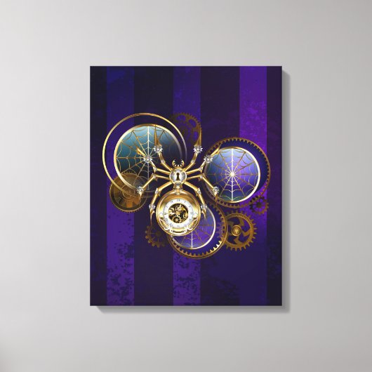 Steampunk Spider on Purple キャンバスプリント (正面)