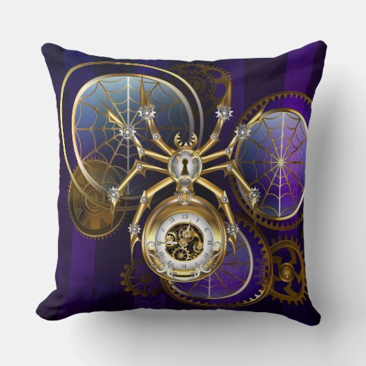 Steampunk Spider on Purple クッション (正面)