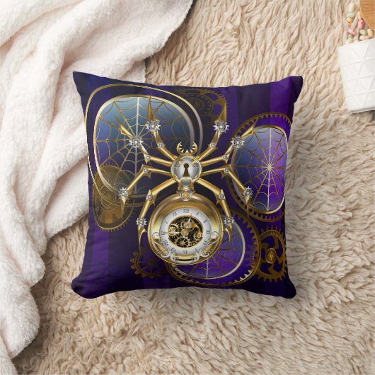 Steampunk Spider on Purple クッション (ブランケット)