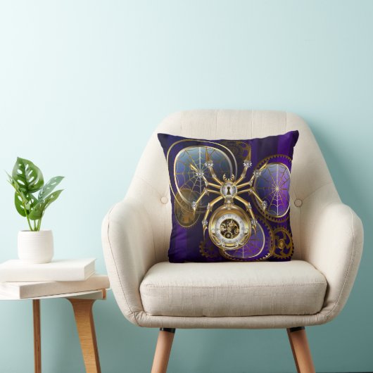 Steampunk Spider on Purple クッション (椅子)