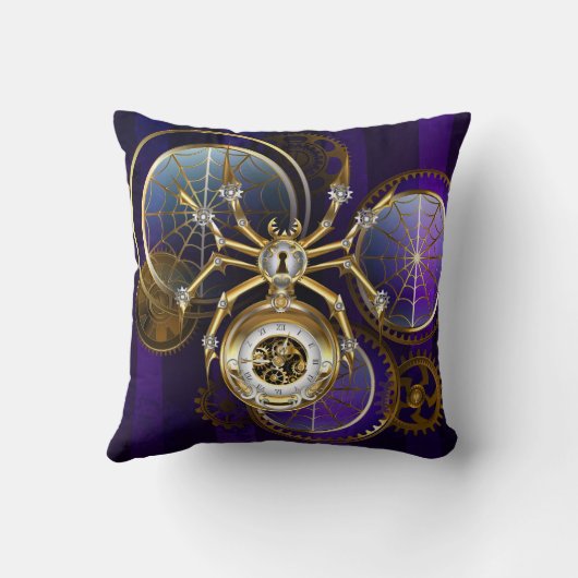 Steampunk Spider on Purple クッション (裏面)