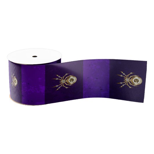 Steampunk Spider on Purple グログランリボン (リール)