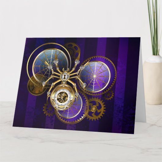 Steampunk Spider on Purple サンキューカード (正面)