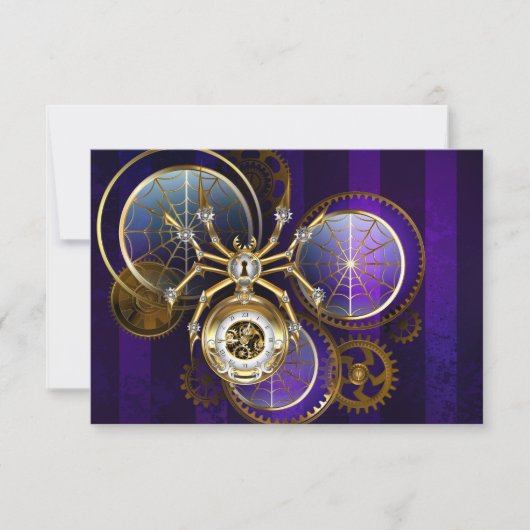 Steampunk Spider on Purple サンキューカード (正面)