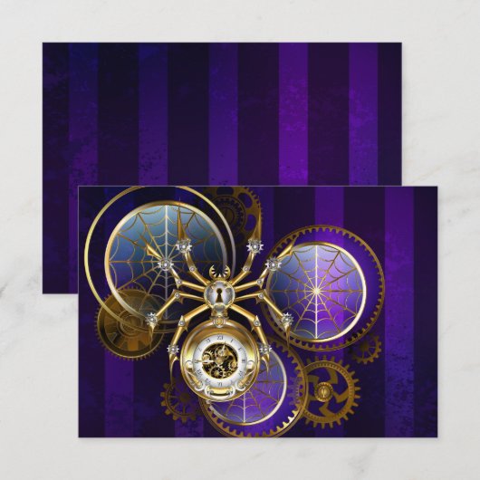 Steampunk Spider on Purple サンキューカード (正面/裏面)