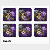 Steampunk Spider on Purple スクエアシール (シート)