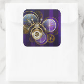 Steampunk Spider on Purple スクエアシール (バッグ)