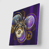 Steampunk Spider on Purple スクエア壁時計 (傾斜)