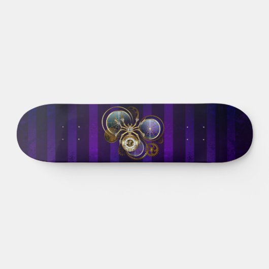 Steampunk Spider on Purple スケートボード (横)