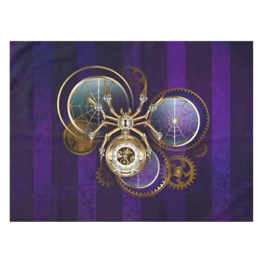 Steampunk Spider on Purple テーブルクロス (正面(横))