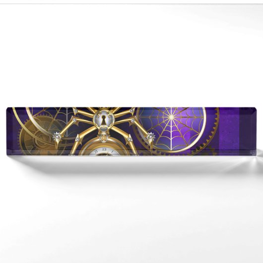 Steampunk Spider on Purple デスクネームプレート (正面)