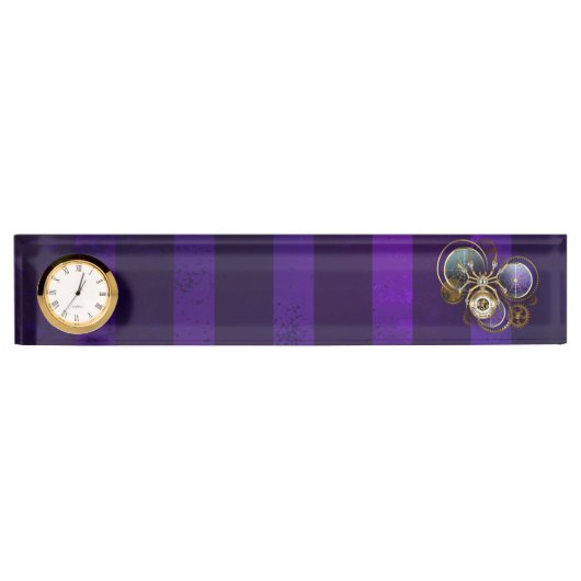 Steampunk Spider on Purple デスクネームプレート (正面)
