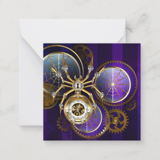 Steampunk Spider on Purple ノートカード (正面)