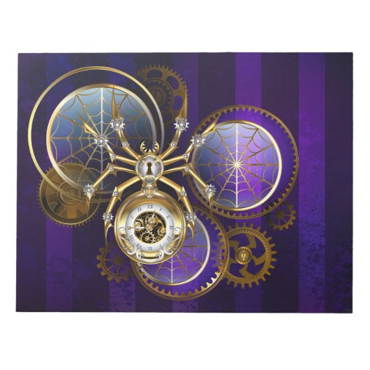 Steampunk Spider on Purple ノートパッド (正面)