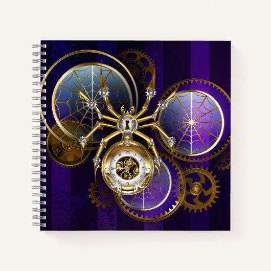 Steampunk Spider on Purple ノートブック (正面)