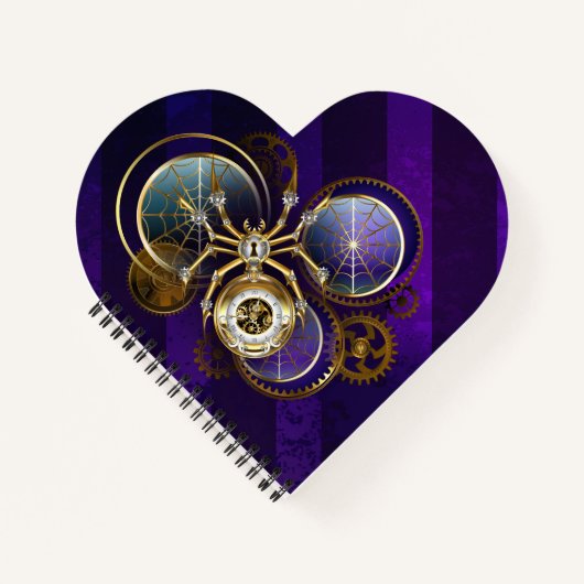 Steampunk Spider on Purple ノートブック (正面)
