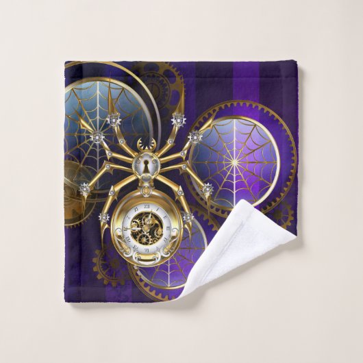 Steampunk Spider on Purple バスタオルセット (ウォッシュタオル)