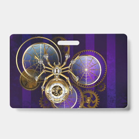 Steampunk Spider on Purple バッジ (正面)