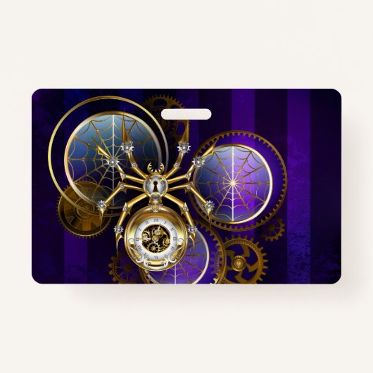 Steampunk Spider on Purple バッジ (正面)