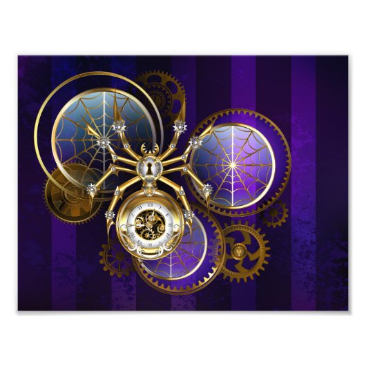 Steampunk Spider on Purple フォトプリント (正面)