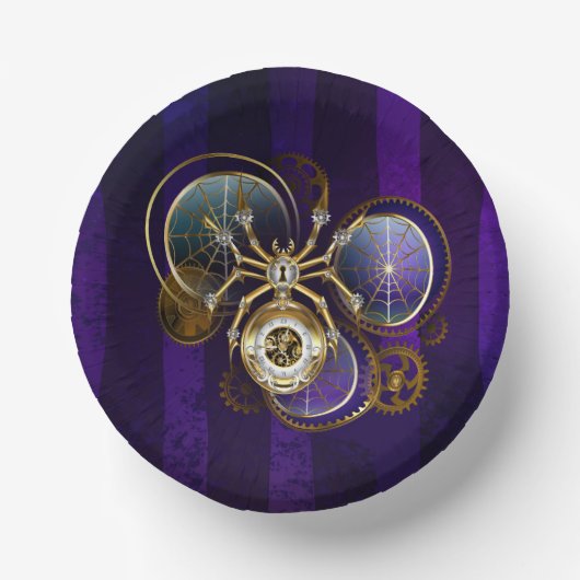 Steampunk Spider on Purple ペーパーボウル (正面)
