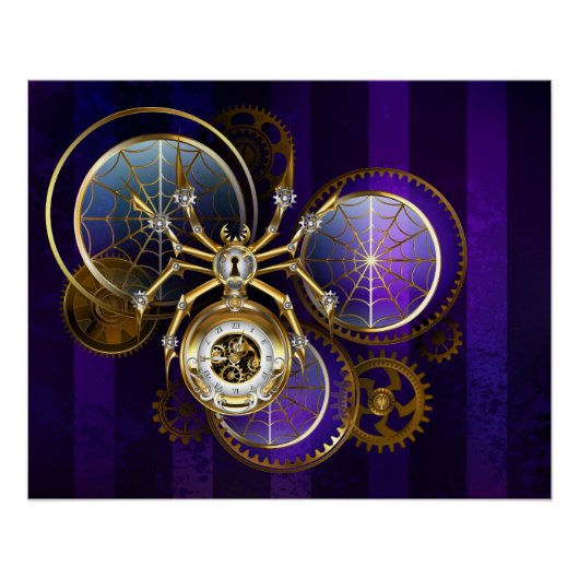 Steampunk Spider on Purple ポスター (正面)