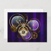 Steampunk Spider on Purple ポストカード (正面/裏面)