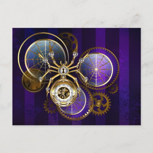 Steampunk Spider on Purple ポストカード (正面)
