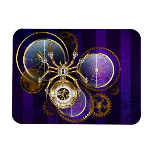 Steampunk Spider on Purple マグネット (横)