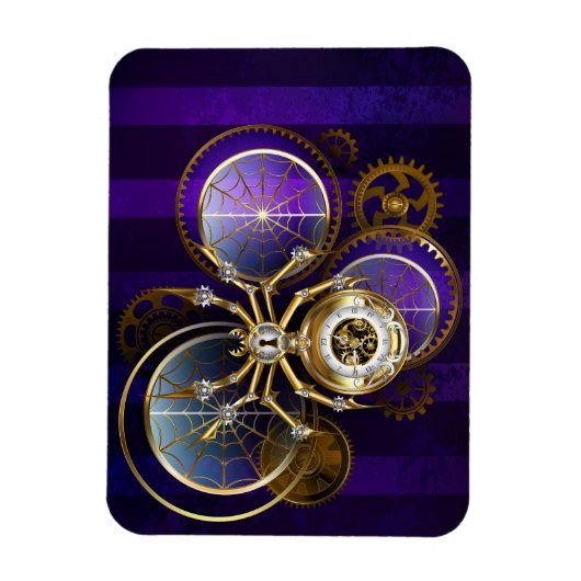 Steampunk Spider on Purple マグネット (縦)