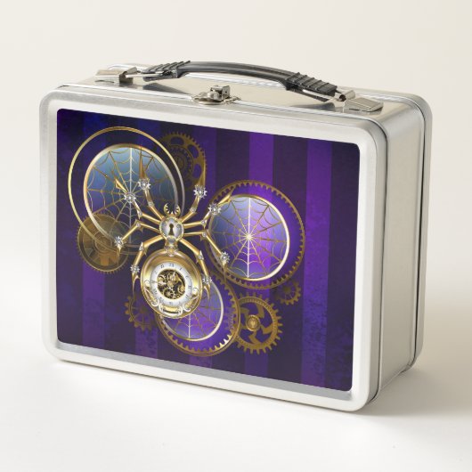 Steampunk Spider on Purple メタルランチボックス (正面)