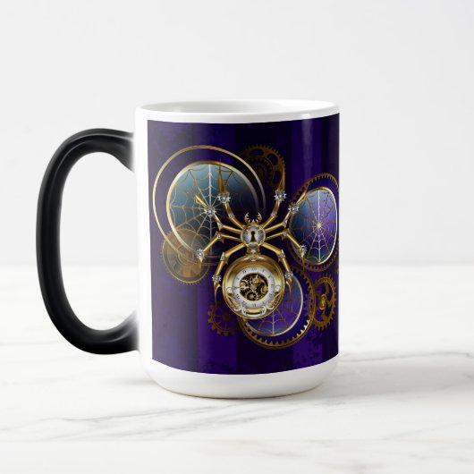 Steampunk Spider on Purple モーフィングマグカップ (左)