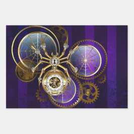 Steampunk Spider on Purple ラッピングペーパーシート