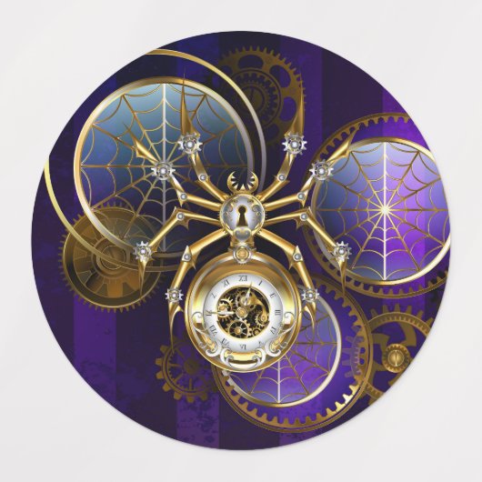 Steampunk Spider on Purple ラベル (デザイン1)